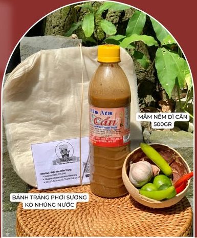 Combo đặc sản Đà Nẵng: chai mắm nêm Dì Cẩn 500gr, bánh tráng phơi sương, tỏi ớt chanh